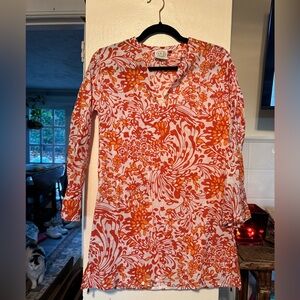 THREE ISLANDS Orange Floral Tunic size Small